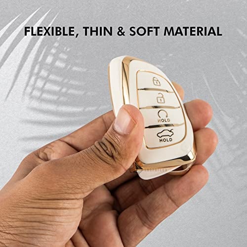 Shopoflux® TPU Key Cover Compatible with Hyundai Alcazar and Creta Car 4 Button smart Key (White) - Image 4