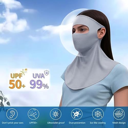 Massmot Full Face Mask for Sun Protection, 3D Face Cover for Women, UPF 50+ Summer Face Mask for Women, Breathable Ice Silk Cooling UV, Reusable, driving and hiking (Pink) - Image 3