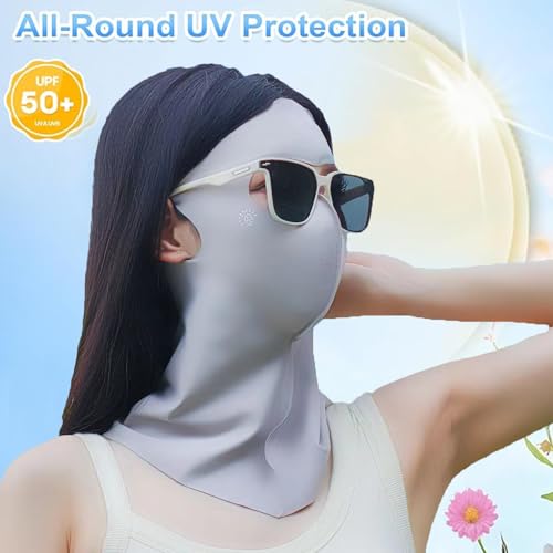 Massmot Full Face Mask for Sun Protection, 3D Face Cover for Women, UPF 50+ Summer Face Mask for Women, Breathable Ice Silk Cooling UV, Reusable, driving and hiking (Pink) - Image 5