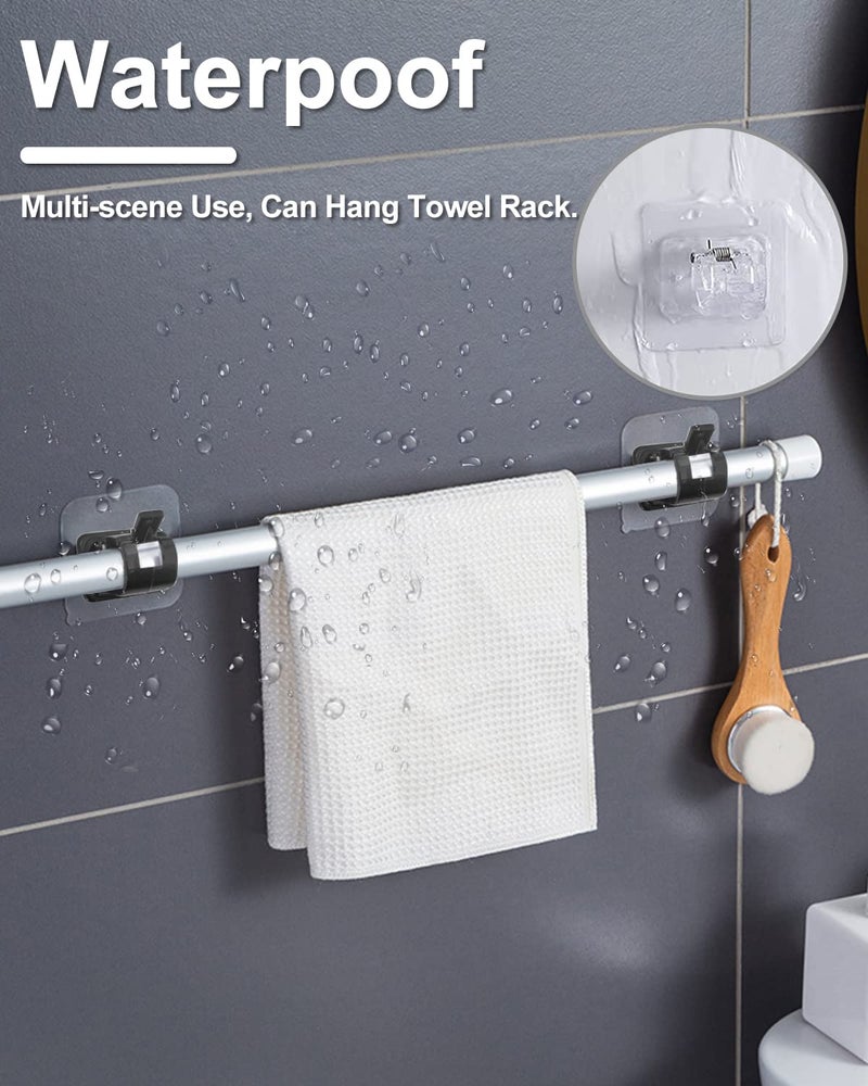 Tendiren Curtain Rod Bracket No Drilling 16pcs, Self Adhesive Nail Free Curtain Rod Wall Brackets Hooks, Adjustable Drapery Towel Holder Fixing Hook for Home Bathroom Kitchen and Hotel Use (Black) - Image 3