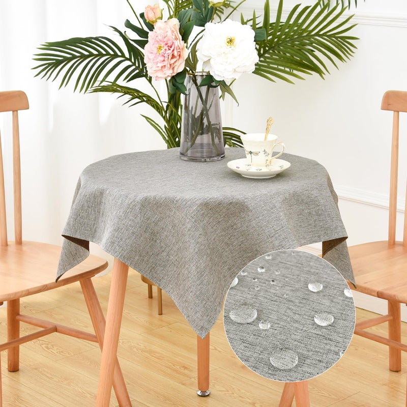 Trczzone مفرش طاولة مربع صغير من الكتان الصناعي مقاوم للماء رمادي قابل للغسل 36 × 36 بوصة