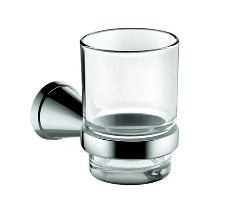 Kohler Complementary Tumbler Holder Silver with Chrome Finish Glass Toothbrush Holder for Bathroom Wall Mounted Corrosion Resistant Premium Metal Construction Clean Modern Design 5637INCP