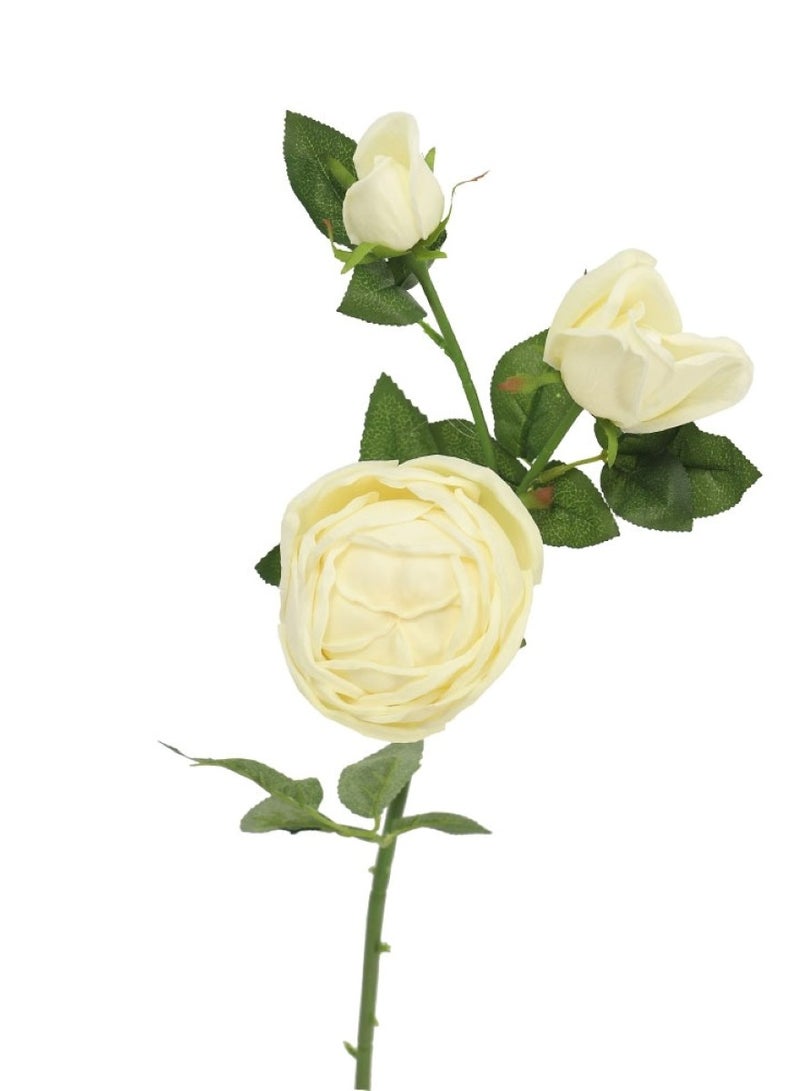 Huitich Eternal Purity: 3 Heads Artificial White Rose Flowers White  - Image 1