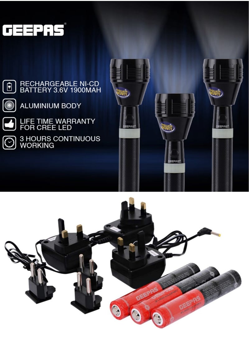 3 In 1 Original Rechargeable LED Handheld Flashlight Torch