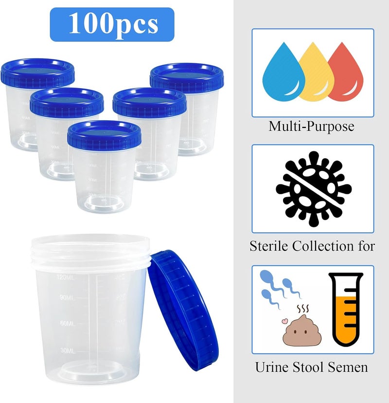 JFRHUDS 50 Pcs Specimen Cups with Lids 4oz Disposable Urine Cups with Sealing Cover Specimen Container with Leak Proof Screw on Sample Collection Kit for Safe Urine Pee Sample Analysis Testing - Image 4