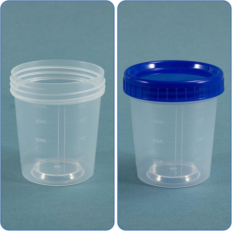 JFRHUDS 50 Pcs Specimen Cups with Lids 4oz Disposable Urine Cups with Sealing Cover Specimen Container with Leak Proof Screw on Sample Collection Kit for Safe Urine Pee Sample Analysis Testing - Image 5