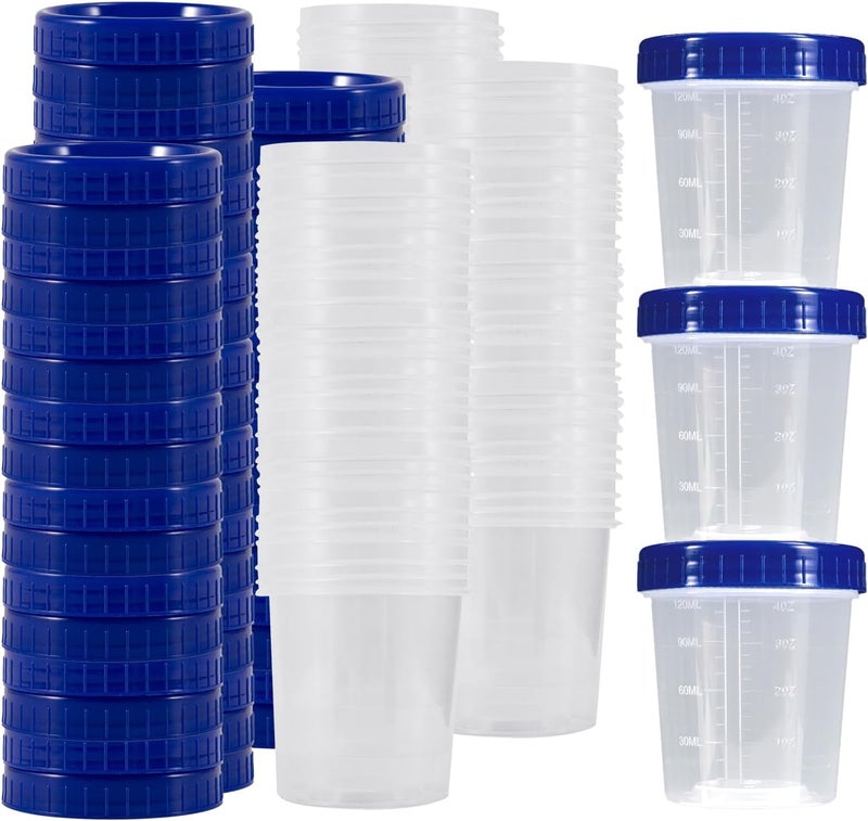 JFRHUDS 50 Pcs Specimen Cups with Lids 4oz Disposable Urine Cups with Sealing Cover Specimen Container with Leak Proof Screw on Sample Collection Kit for Safe Urine Pee Sample Analysis Testing - Image 1