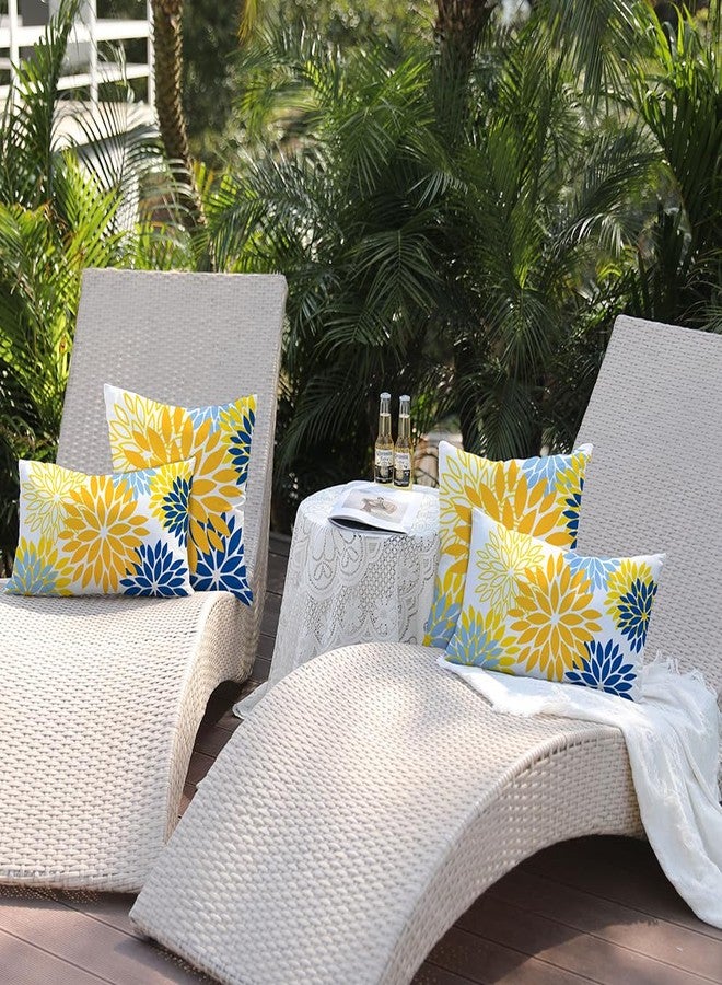 DFXSZ Yellow Blue Flower Pillow Covers 12x20 Inch Set of 2 Outdoor Throw Pillows Outdoor Waterproof Decor for Living Room Sofa Patio Funiture Garden Floral Polyester Pillow Covers 002J12 - Image 5