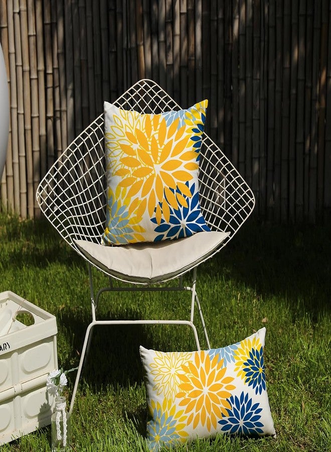 DFXSZ Yellow Blue Flower Pillow Covers 12x20 Inch Set of 2 Outdoor Throw Pillows Outdoor Waterproof Decor for Living Room Sofa Patio Funiture Garden Floral Polyester Pillow Covers 002J12 - Image 4