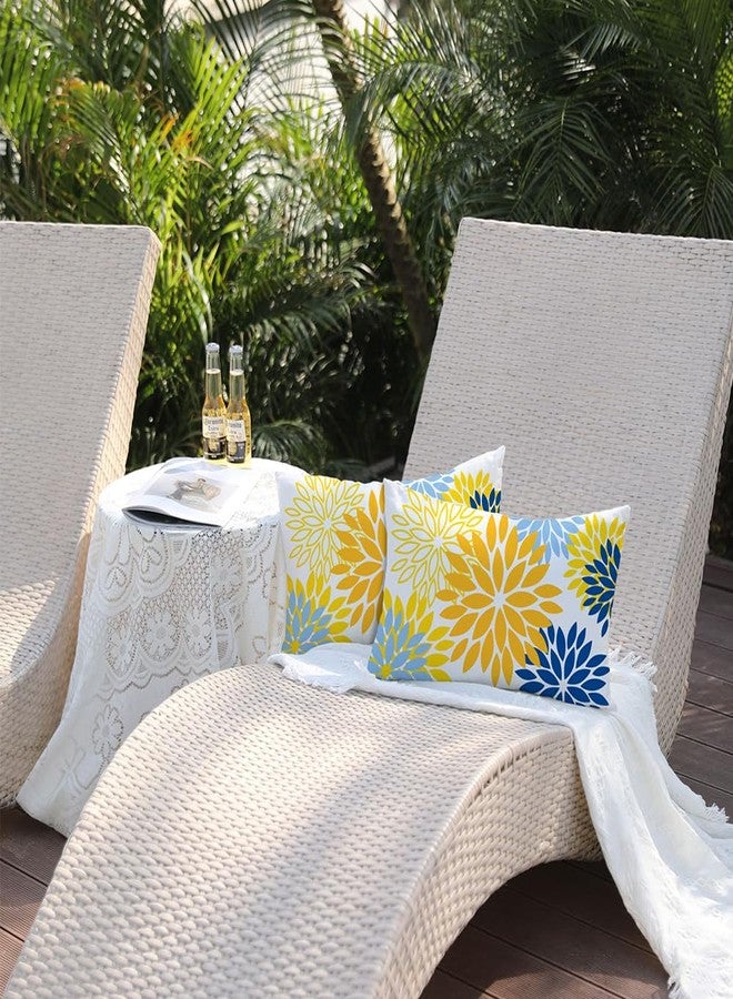 DFXSZ Yellow Blue Flower Pillow Covers 12x20 Inch Set of 2 Outdoor Throw Pillows Outdoor Waterproof Decor for Living Room Sofa Patio Funiture Garden Floral Polyester Pillow Covers 002J12 - Image 3
