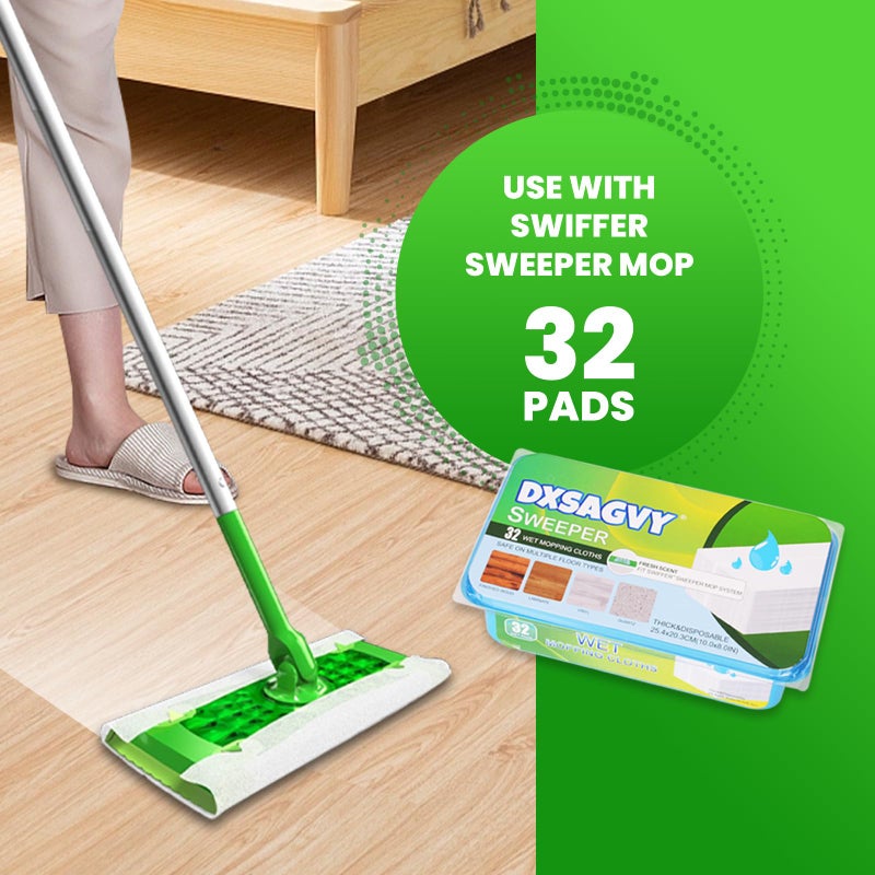 DXSAGVY Upgraded Wet Mop Pads for Swiffer Sweeper Wet Mopping Cloths Refills,32 Count - Image 1