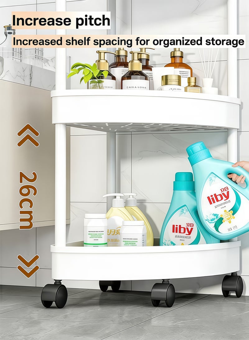 5-Tier Corner Shelf,Corner Shower Caddy Standing with 4 Wheel,5-Tier Storage Cart,Tier Rust Proof Floor Standing Shower Organizer,Triangle Corner Shelf Rack Rolling Trolley,Waterproof Corner Stand Shower Shelf Storage Rack Ideal Multifunctional Storage And Organization Cart,for Bathroom, Kitchen, Balcony & Living Room(White) - Image 4