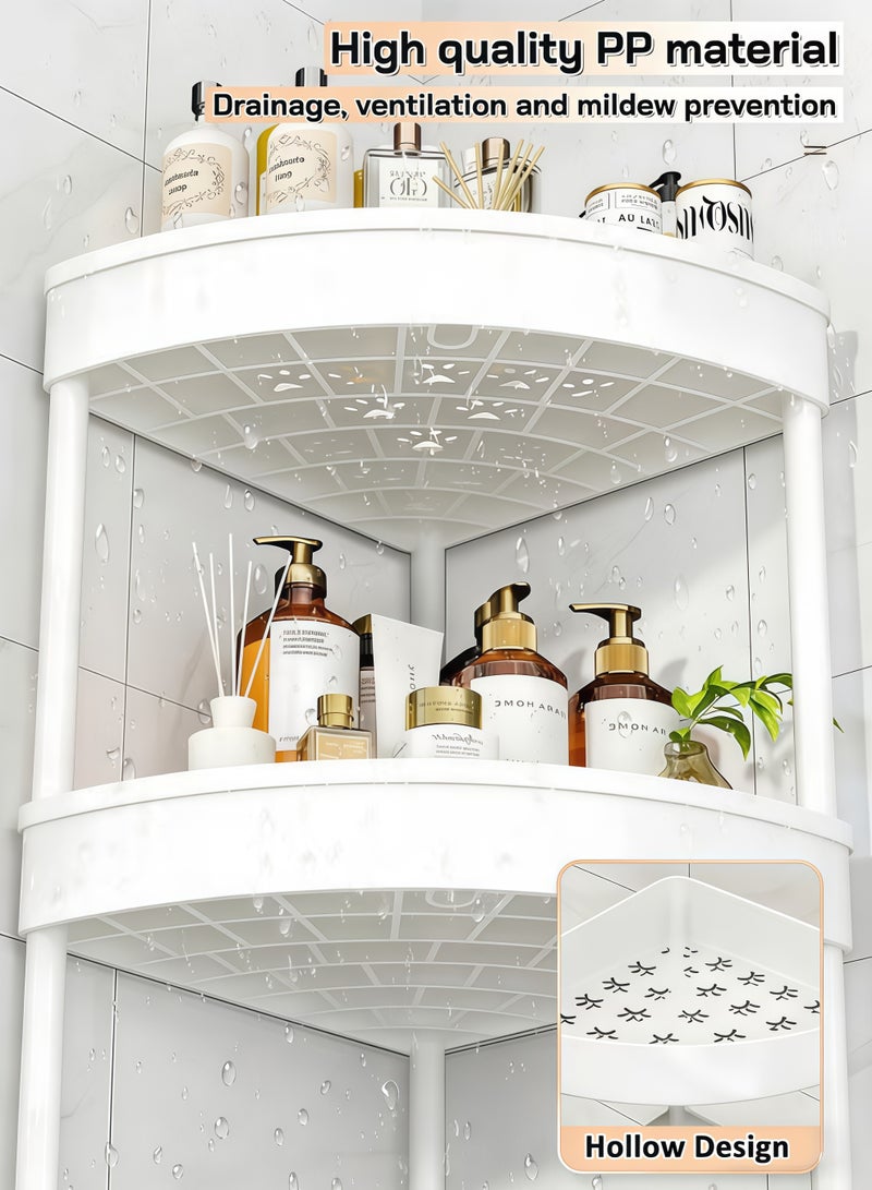 5-Tier Corner Shelf,Corner Shower Caddy Standing with 4 Wheel,5-Tier Storage Cart,Tier Rust Proof Floor Standing Shower Organizer,Triangle Corner Shelf Rack Rolling Trolley,Waterproof Corner Stand Shower Shelf Storage Rack Ideal Multifunctional Storage And Organization Cart,for Bathroom, Kitchen, Balcony & Living Room(White) - Image 3