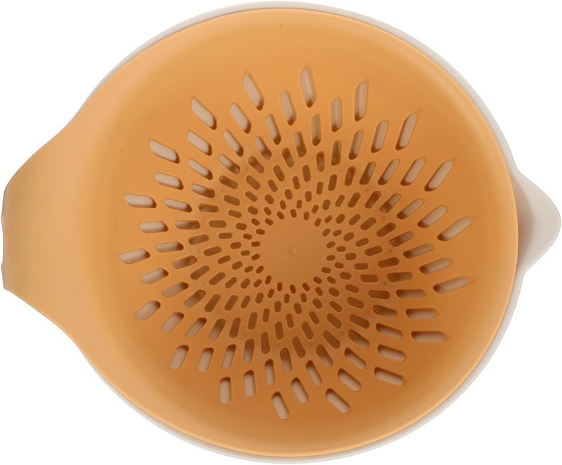 Double Layer Fruit and Vegetable Washing Basket, Small Yellow Fine Strainer Colander with Drain Holes, Kitchen Food Draining Basket for Home Vegetable Washing and Fruit Draining - Image 1
