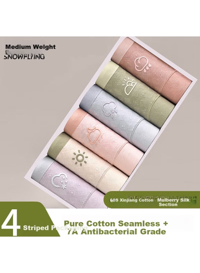 Snowflying Women's Cotton Antibacterial Underwear, Thin Mid-rise Seamless Breathable Cute Girl Shorts For Summer New - Image 1