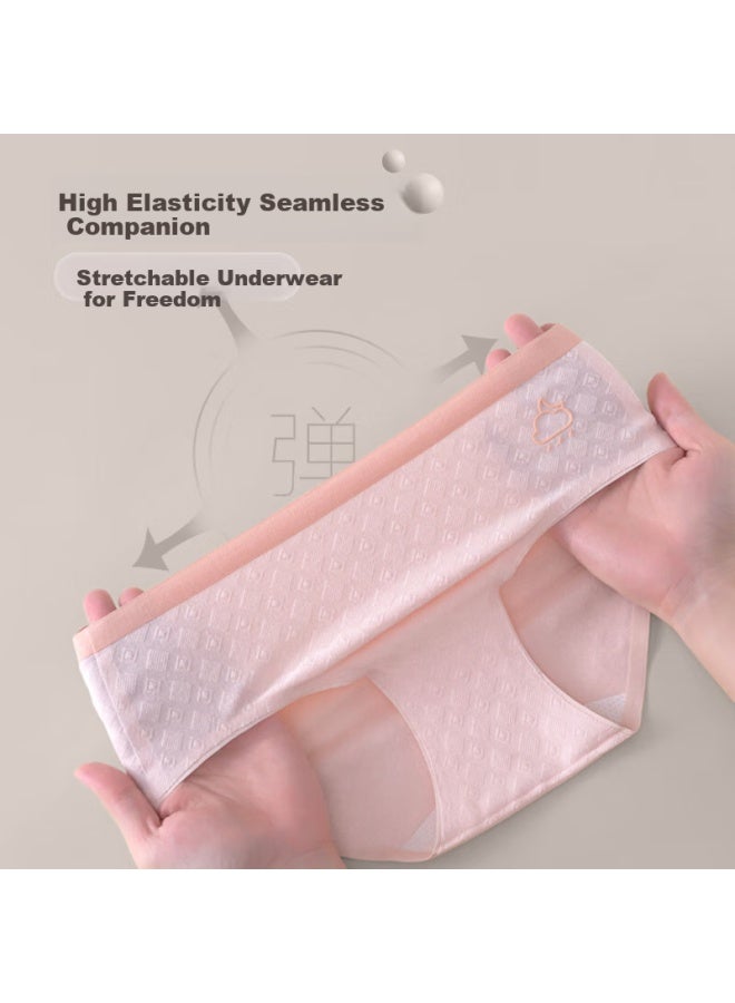 Snowflying Women's Cotton Antibacterial Underwear, Thin Mid-rise Seamless Breathable Cute Girl Shorts For Summer New - Image 4