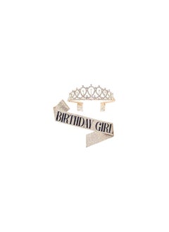 Party with Emma Rose Gold Birthday Girl Sash & Rhinestone Tiara Kit Rose Gold Birthday Gifts Diamond Glitter Birthday Sash Birthday Party Favors (Gold(Leather Sash))  - Image 1