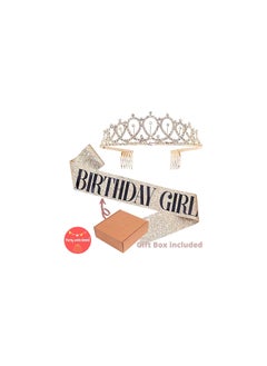 Party with Emma Rose Gold Birthday Girl Sash & Rhinestone Tiara Kit Rose Gold Birthday Gifts Diamond Glitter Birthday Sash Birthday Party Favors (Gold(Leather Sash))  - Image 2