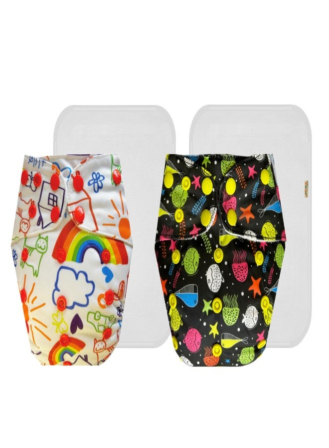 Dumbledo Premium Cloth Diaper with Cotton Insert (Pack of 2) | Dry Feel and Comfortable | Breathable | Adjustable Snaps | Perfect for Indian Summers | 3 Months - 3 Years | Unisex Baby - Image 1