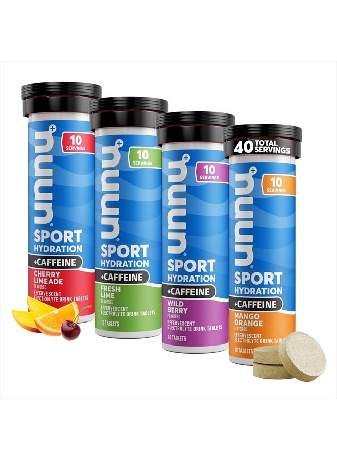 Nuun Sport + Caffeine Electrolyte Tablets for Proactive Hydration, Mixed Flavor Box, 4 Pack (40 Servings) - Image 1