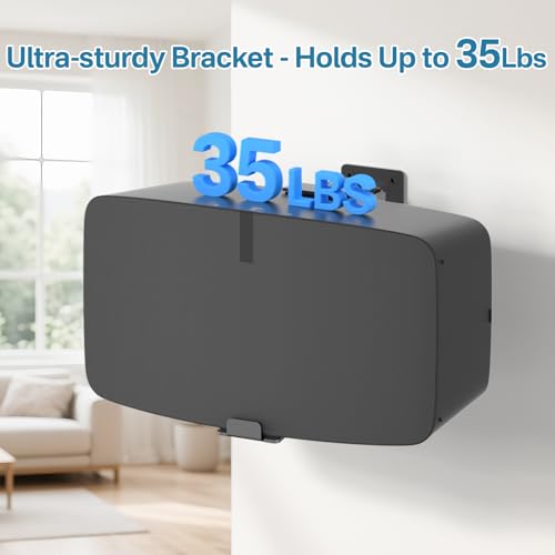 Yibracki Pair of Heavy Duty Speaker Wall Mounts for Sonos 5 Mount & Sonos Play 5 Mount - Tilt & Swivel Adjustable Speaker Mounts for Sonos Play 5 Gen 2 Wall Mounting Brakcet, Black - Image 5