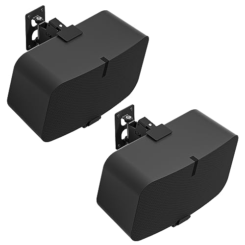 Yibracki Pair of Heavy Duty Speaker Wall Mounts for Sonos 5 Mount & Sonos Play 5 Mount - Tilt & Swivel Adjustable Speaker Mounts for Sonos Play 5 Gen 2 Wall Mounting Brakcet, Black - Image 1