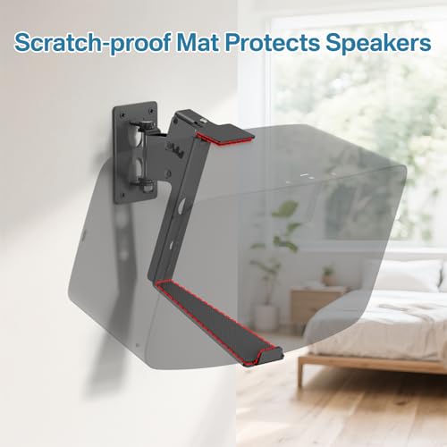 Yibracki Pair of Heavy Duty Speaker Wall Mounts for Sonos 5 Mount & Sonos Play 5 Mount - Tilt & Swivel Adjustable Speaker Mounts for Sonos Play 5 Gen 2 Wall Mounting Brakcet, Black - Image 4