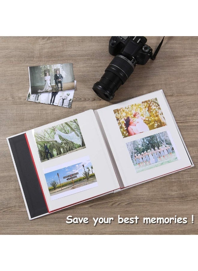 INFLUX Large Photo Album Scrapbook with Window, Linen Self Adhesive Scrap Book, Wedding Anniversary Birthday Valentines Day, 28cm x 27cm Vintage Blank Pages Memory Book (white) x 2 decorative stickers - Image 4