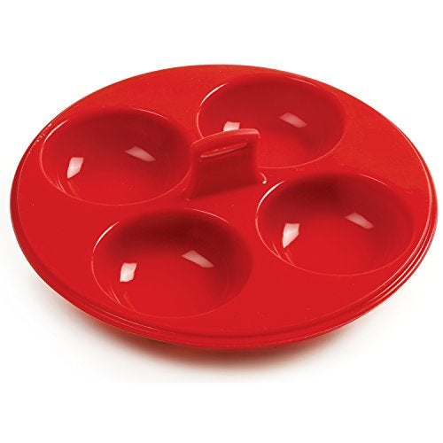 Norpro Silicone 4 Egg Poacher, Red - Image 1