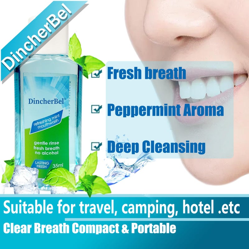 DincherBel Mouthwash Travel Size, Portable Original Mint Mini Mouthwash Bulk, 35ml/1.2oz (24Pack, Mint) - Image 4