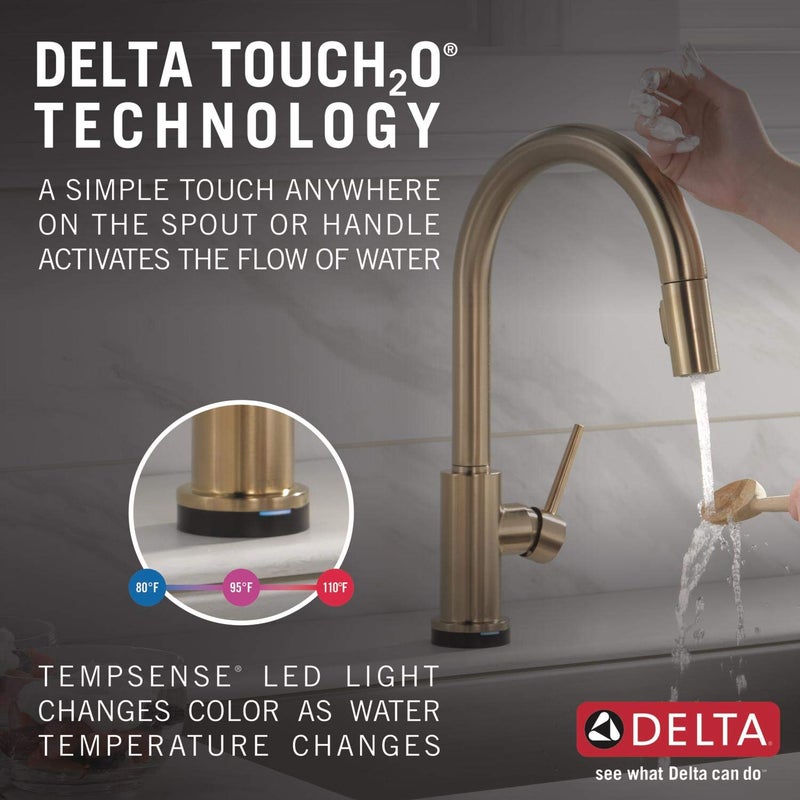 Delta Faucet 9159T-CZ-DST Touch2O Kitchen Faucet, Touch, Champagne Bronze - Image 2