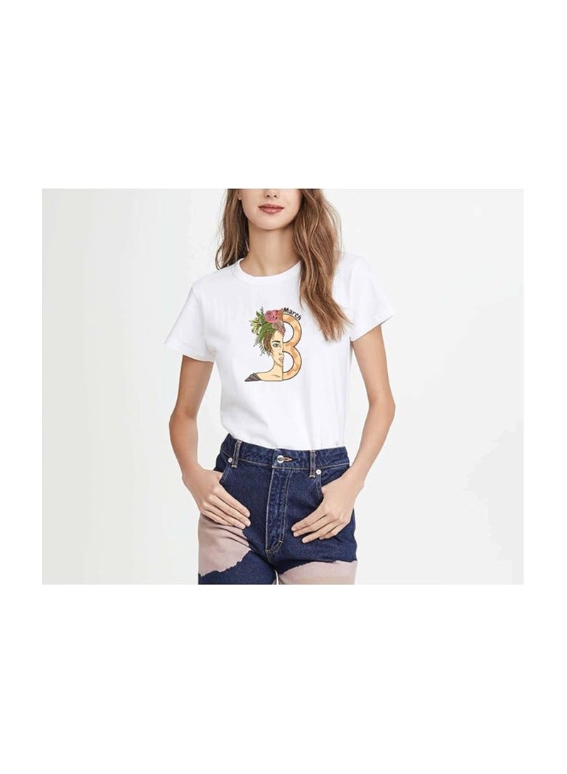 Women's Day Printed Roundneck T-shirt For Women Girls To Show Women Empowerment Gift For Sister Gift For Mom Gift For Wife Gift For Girlfriend  - Image 3