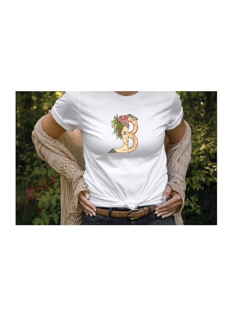 Women's Day Printed Roundneck T-shirt For Women Girls To Show Women Empowerment Gift For Sister Gift For Mom Gift For Wife Gift For Girlfriend  - Image 5