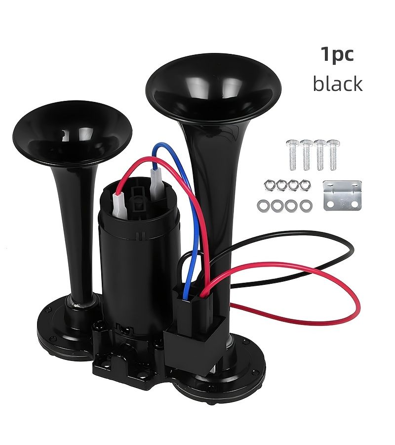 12 24V Ultra Loud Black 4 Tube Integrated Horn Modern Speakers For Boats Motorcycles Cars Clear Sound Signal Whistle - Image 1