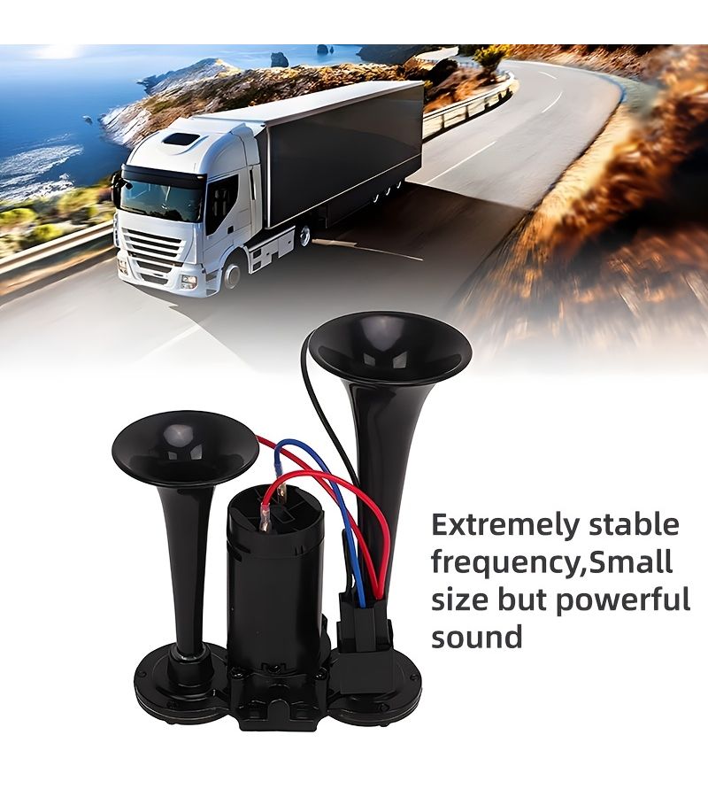 12 24V Ultra Loud Black 4 Tube Integrated Horn Modern Speakers For Boats Motorcycles Cars Clear Sound Signal Whistle - Image 3