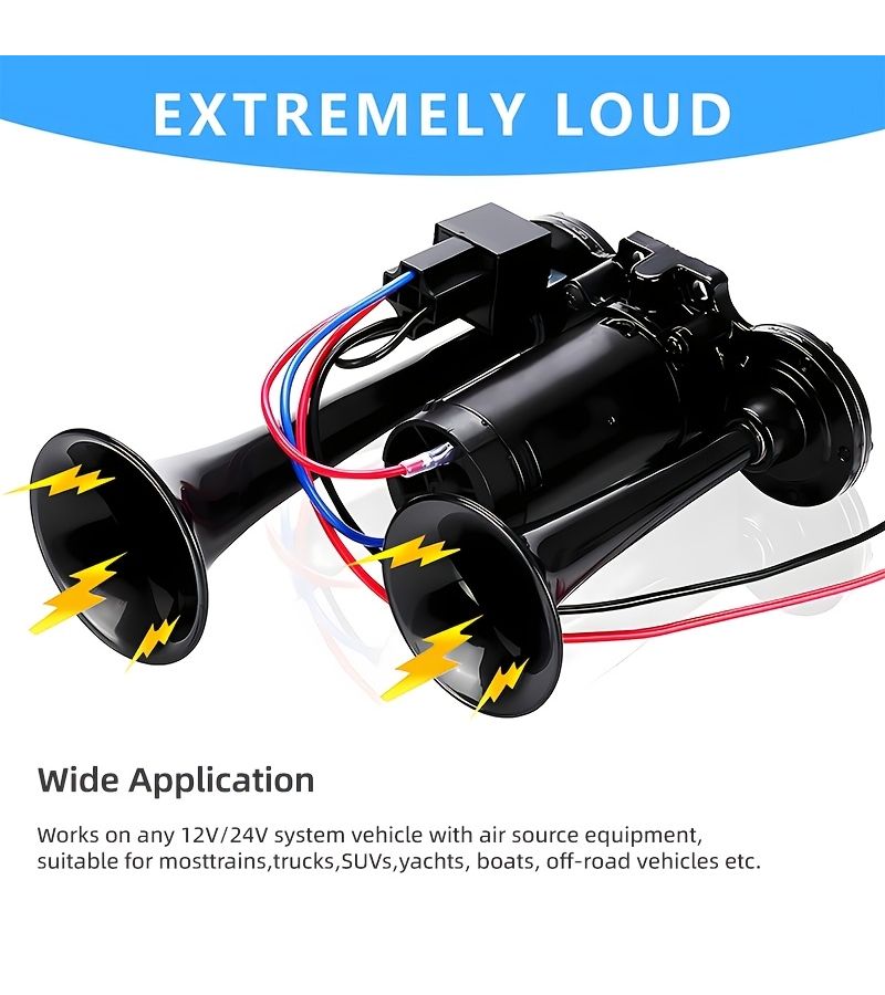 12 24V Ultra Loud Black 4 Tube Integrated Horn Modern Speakers For Boats Motorcycles Cars Clear Sound Signal Whistle - Image 5
