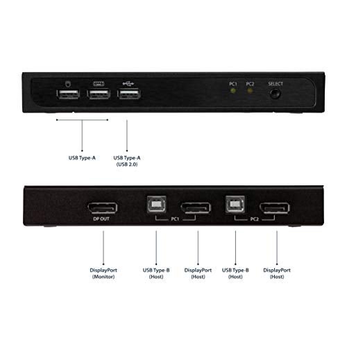 StarTech.com SV231DPU2 2-port DisplayPort KVM Switch with Built-in USB 2.0 Hub - Supports 4K Video Resolution at 30Hz - Ultra HD - Image 4