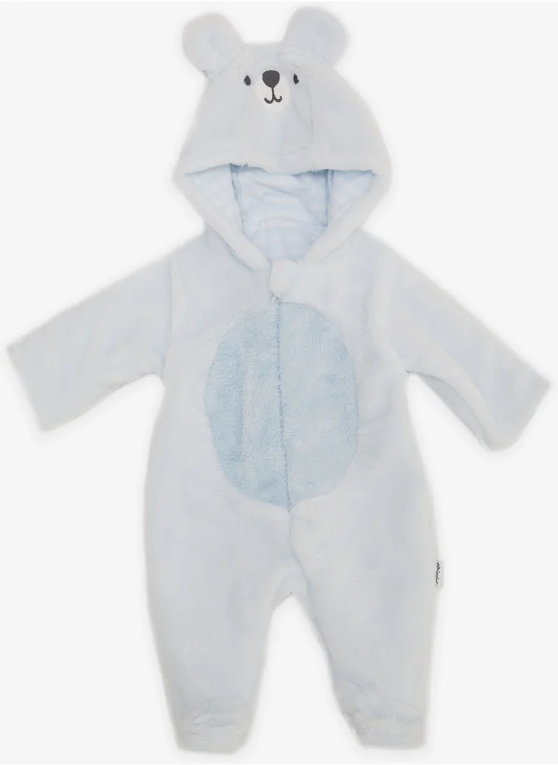 Albimini Boy's Plush Jumpsuit with Lamb Embroidery, Movable Ears, 3-4 Months-6-9 Months, Baby Blue
