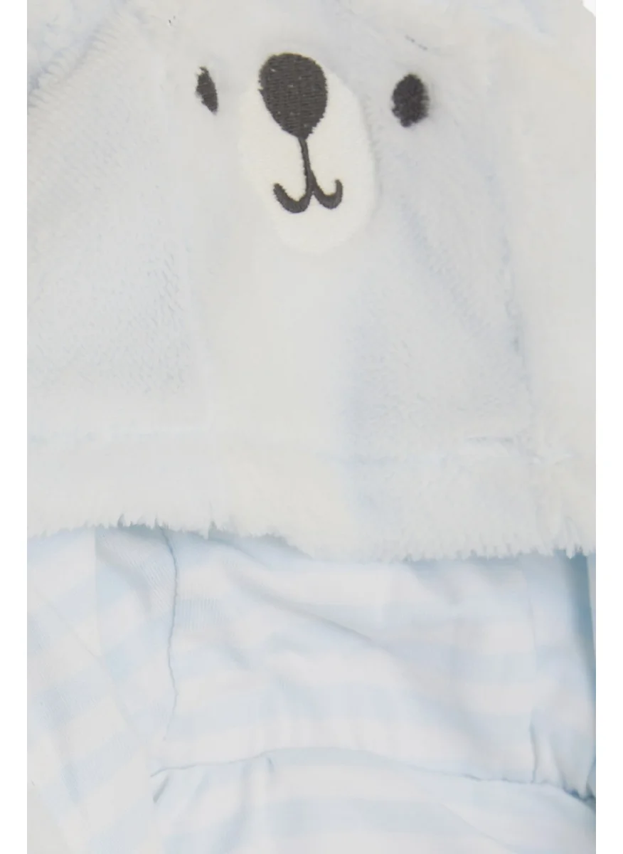 Albimini Boy's Plush Jumpsuit with Lamb Embroidery, Movable Ears, 3-4 Months-6-9 Months, Baby Blue