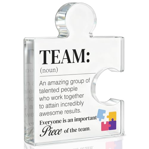 Yigaue Team Gift Thank You Appreciation Gifts for Coworkers Colleagues Employees Team Definition Acrylic Puzzle Piece Plaque Office Decor - Image 1