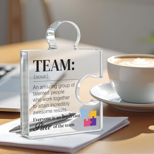 Yigaue Team Gift Thank You Appreciation Gifts for Coworkers Colleagues Employees Team Definition Acrylic Puzzle Piece Plaque Office Decor - Image 4