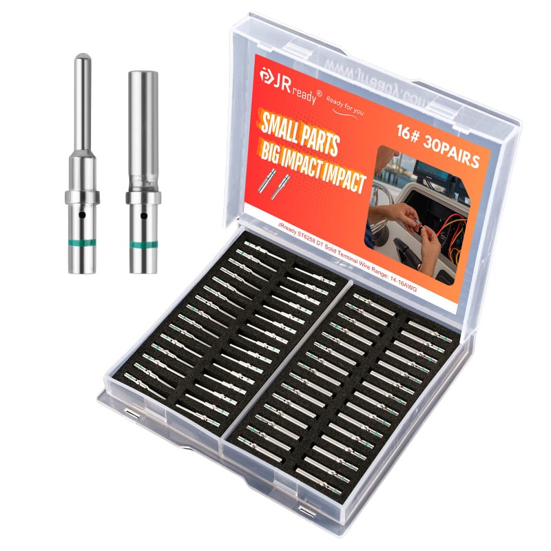 JRready ST6258 DT Connector Solid Contacts Kit Size 16 Terminal KIT 30 PCS Male Pins 046021516141 and 30 PCS Female Sockets 046220916141 for 1416 awg Wire Size - Image 2
