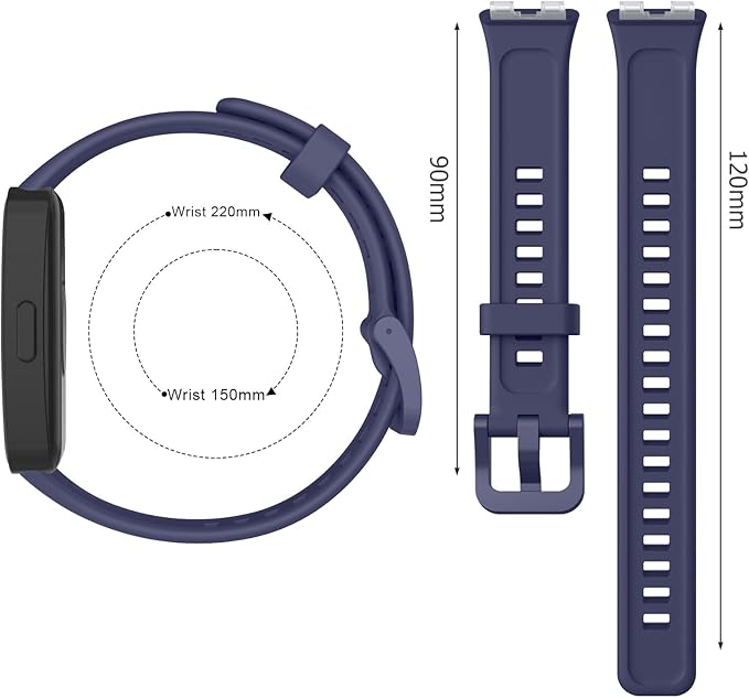 سوار سيليكون ناعم، سوار رياضي بديل مقاوم للماء وجيد التهوية وقابل للتعديل متوافق مع ساعة هواوي باند 8 وباند 9 - ازرق غامق - Image 3