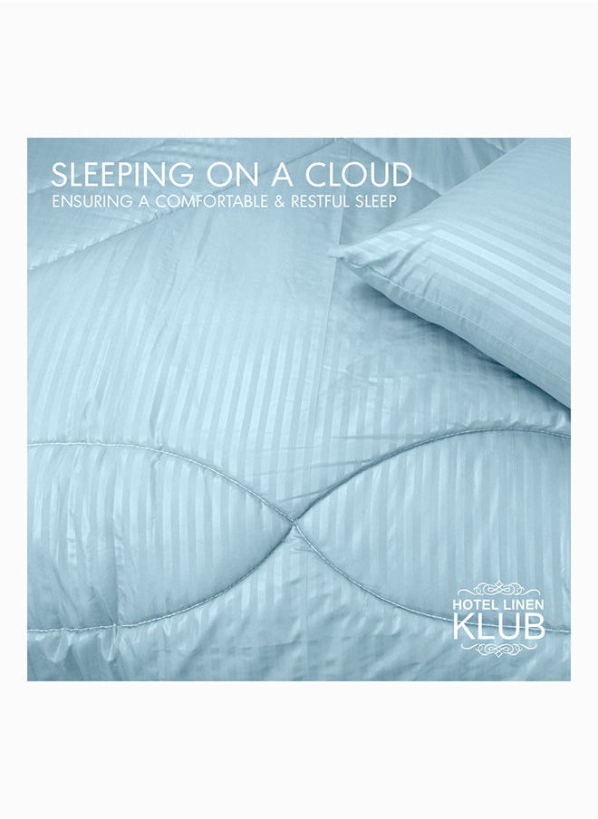 Hotel Linen Klub Down Alternative Comforter  Set -Ultra Soft Brushed Stripe Microfiber Fabric, 200GSM Soft Fibersheet Filling, Size : King  240 x 260cm , Color: Aqua  - Image 4