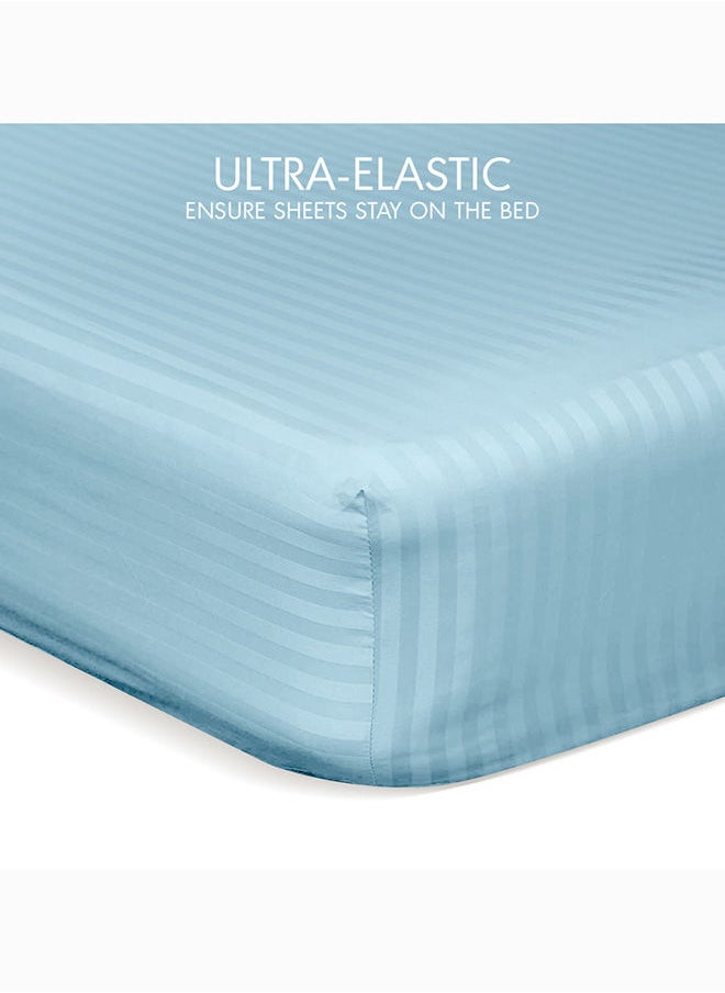Hotel Linen Klub Down Alternative Comforter  Set -Ultra Soft Brushed Stripe Microfiber Fabric, 200GSM Soft Fibersheet Filling, Size : King  240 x 260cm , Color: Aqua  - Image 5