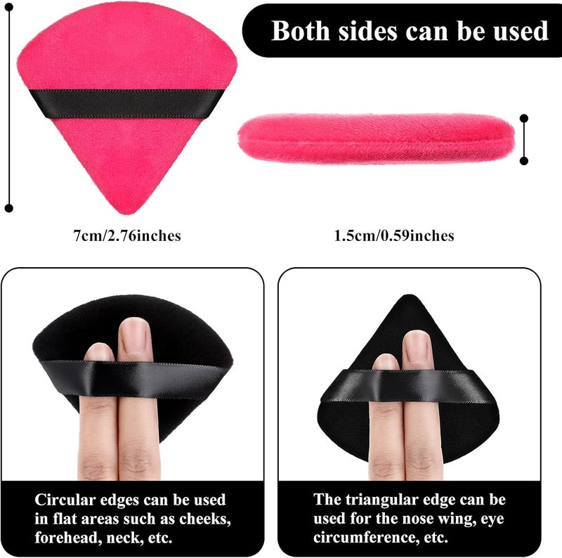 Maitys 12 Pieces Powder Puff Triangle Face Makeup Cosmetic for Loose Powder Soft Body Washable Reusable Foundation Sponge Mineral Wet Dry Makeup Tool(Black, Rose Red, Small) - Image 2