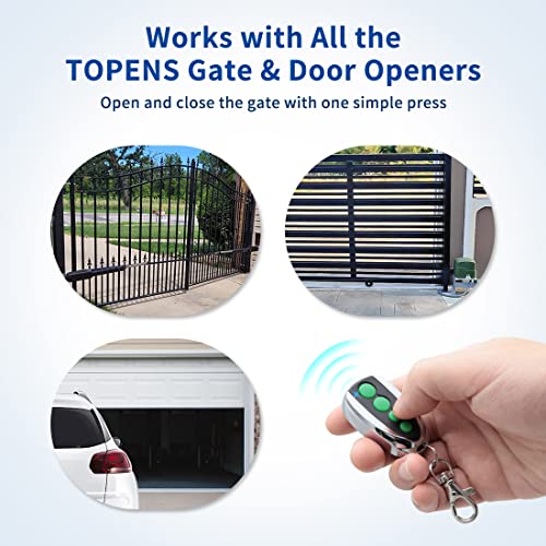 TOPENS M12 Remote Control 4-Button Transmitter for Automatic Swing Sliding Gate Opener 2-Pack Wireless Transmitter Key Fobs Security Gate Controller with Keychain - Image 3