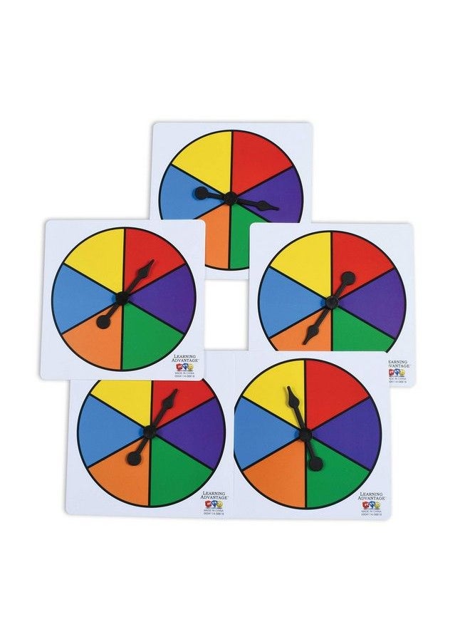 Learning Advantage Six Color Spinners Set Of 5 Game Spinner Write On/Wipe Off Surface For Multiple Uses  - Image 1