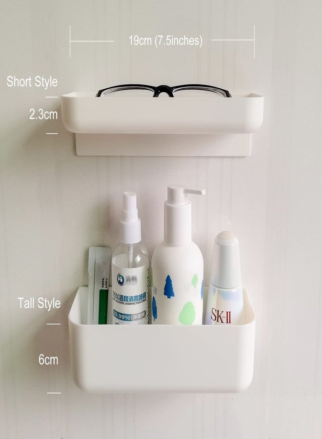 ePizdiz 2 Styles Adhesive Plastic Floating Shelves Stick on Wall Mounted Shower Organizer Caddy for Bathroom Kitchen Cabinet Extra Storage(Short+Tall) - Image 4