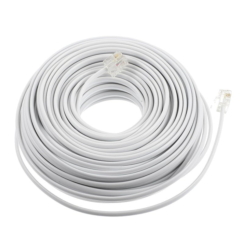 Telephone Extension Cord 4-core Rj11 Landline Cable 20m White Phone Connecting Wire for Home and Office Landline Phones - Image 1
